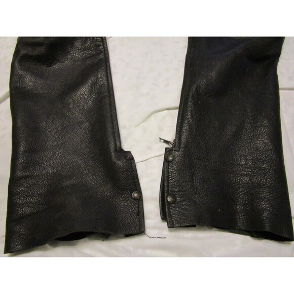 VTG US Made Co. Middleton Ma. Black Leather Motorcycle Chaps w/zipper-Sz L - Picture 3 of 10